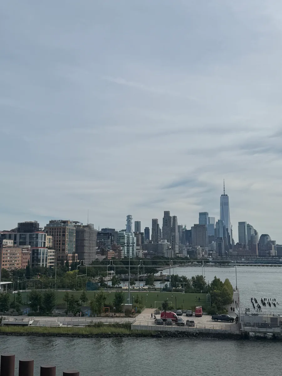 The waterfront with One World Trade Center in the distance